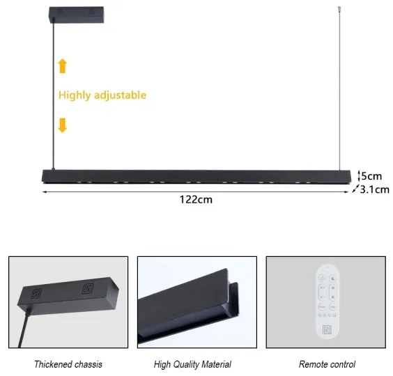 Immax NEO 07306L-LED Stmievaný luster na lanku MADEIRA 26W/230V Wi-Fi Tuya 122 cm čierna
