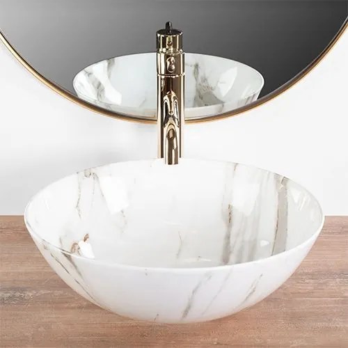 Rea Stella, umývadlo na dosku 355x355x135 mm, imitácia kameňa-Aiax Shiny, REA-U9088