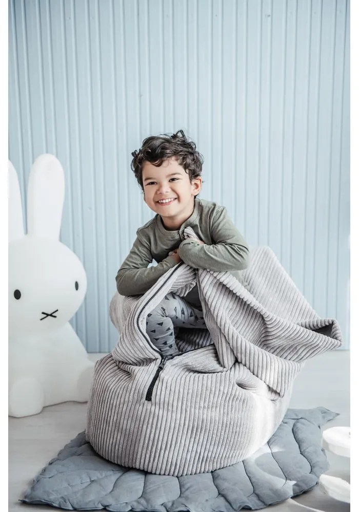 Svetlosivý menčestrový detský sedací vak Cocoon 120 – SLOWDOWN