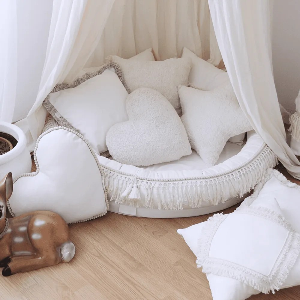 Boho štvorcový vankúš s rámom vanilka + béžová 40x40 cm