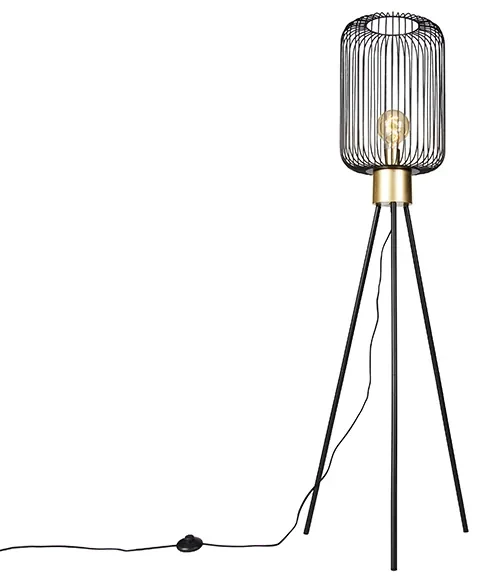 Dizajnová stojaca lampa čierna so zlatom - Mayelle