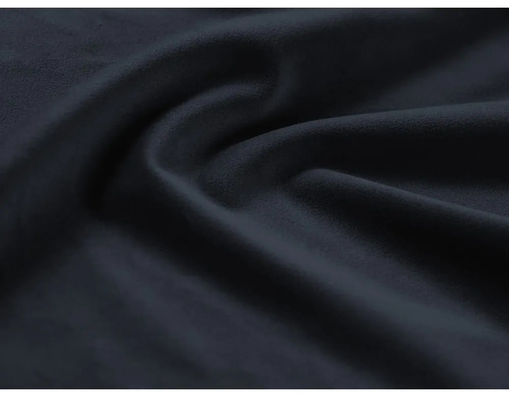 Tmavomodrá zamatová rozkladacia/s úložným priestorom rohová pohovka Kyoto – Cosmopolitan Design