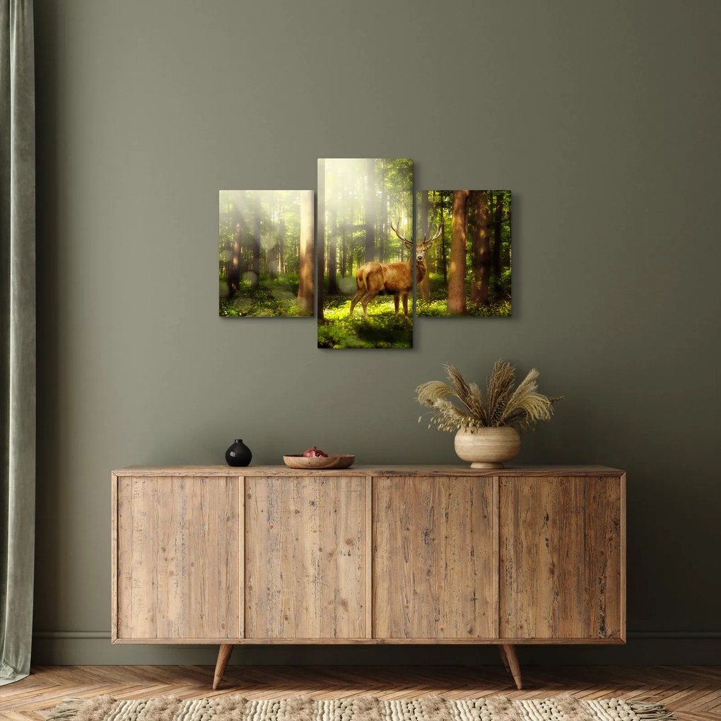 Obraz jeleňa v lese (90x60 cm)
