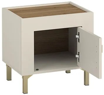 Nočný stolík Nivorta NV11, Farby: kašmír / kašmír + dub whisky