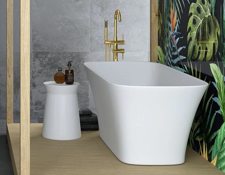 Besco Voľne stojaca vaňa z liateho mramoru Assos S-Line Matt 160x70 BESCO-Typ výpuste: Click-Clack s horným čistením, čierna, BESCO-Rozmery: 160x70, …