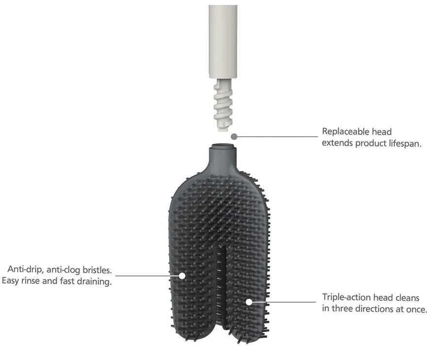 WC kefa z nehrdzavejúcej ocele v striebornej farbe Flex – Joseph Joseph