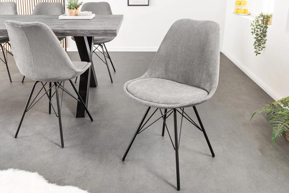Dizajnová jedálenská stolička Scandinavia šedá cord