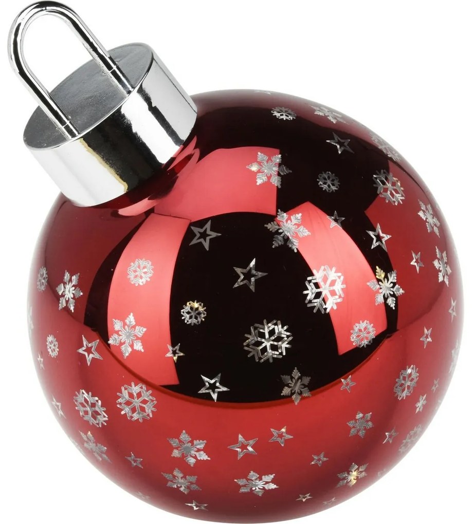 Vianočná LED ozdoba Xmas ball červená, pr. 15 cm
