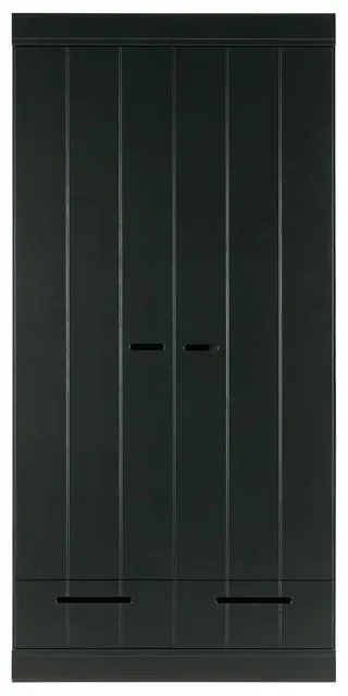 Čierna šatníková skriňa z borovicového dreva 94x195 cm Connect - WOOOD