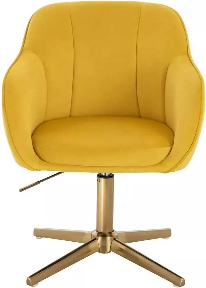 LuxuryForm DESIGN Stolička AVOLA VELUR na zlatom kríži - žltá