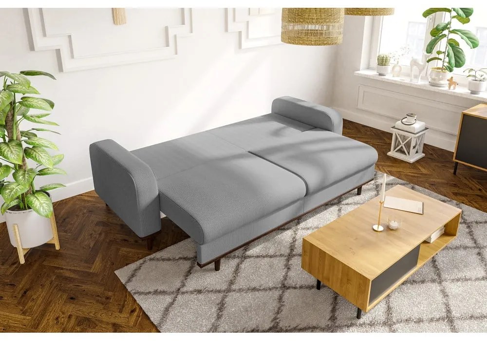 Svetlosivá menčestrová pohovka 220 cm Beata – Ropez