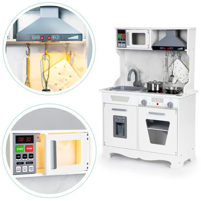 Drevená detská kuchynka ECOTOYS so LED a zvukom
