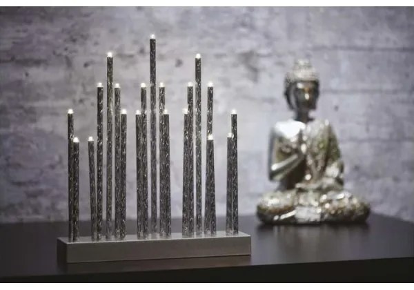 LED Vianočný svietnik 19xLED/3xAA šedá