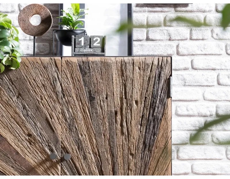 furniture-nabytek.cz - Masívna komoda Derby z recyklovaného dreva a kovu, lakovaná, prírodná / šedá