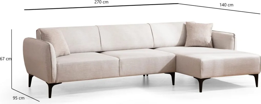 Rohová sedacia súprava Belissimo 270 cm biela pravá