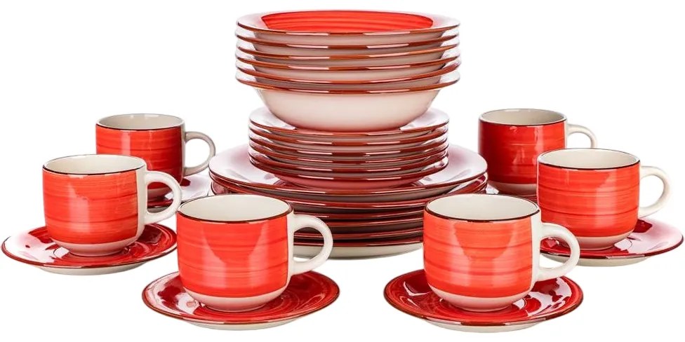 Banquet 30-dielna jedálenská súprava Spiral Red