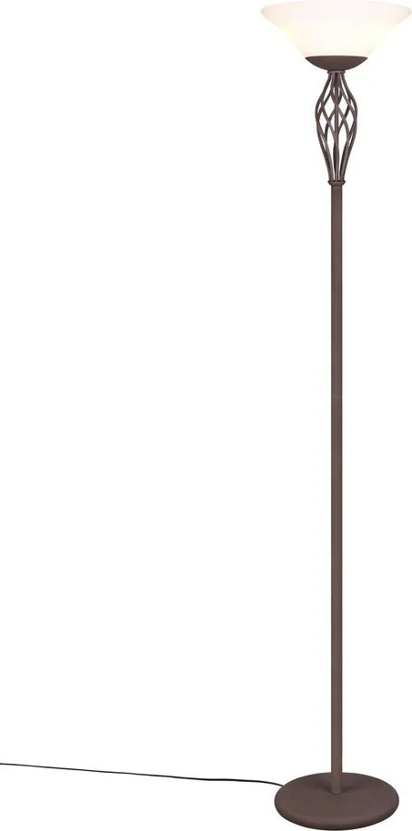 Tmavohnedá stojacia lampa so skleneným tienidlom (výška 180 cm) Rustica – Trio