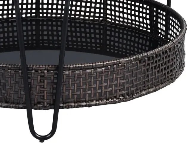 Okrúhly konferenčný stolík Sofia, čierny/ratan