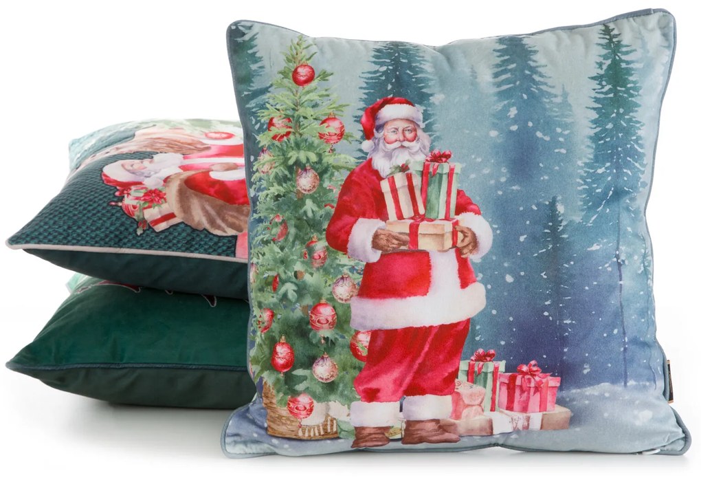 VIANOČNÁ DEKORAČNÁ OBLIEČKA NA VANKÚŠ SANTA4 45X45 CM VZOROVANÁ
