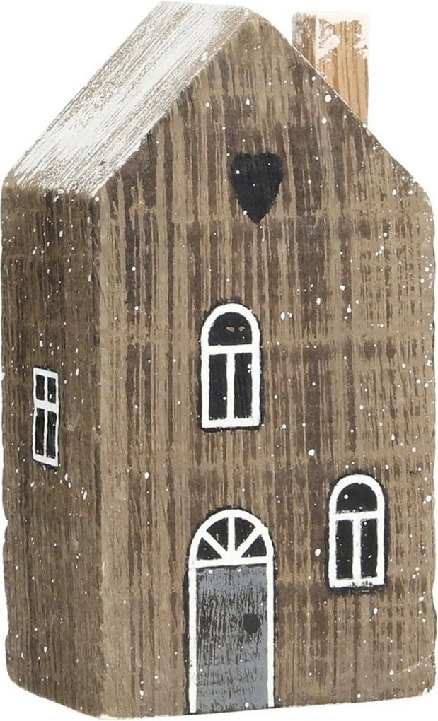 Dekorácia Snehový domček 12cm tmavohnedý