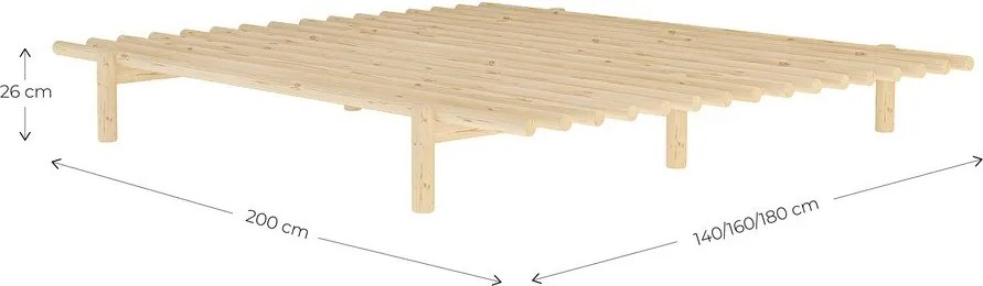 Dvojlôžková posteľ z borovicového dreva s roštom 140x200 cm Pace – Karup Design