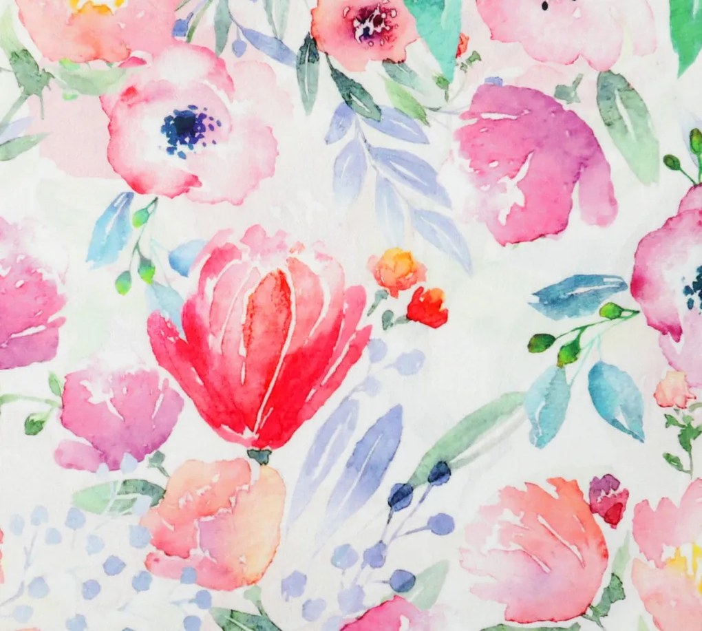 Dekoračný vankúš Akvarel kvety 45x45 cm, zamat