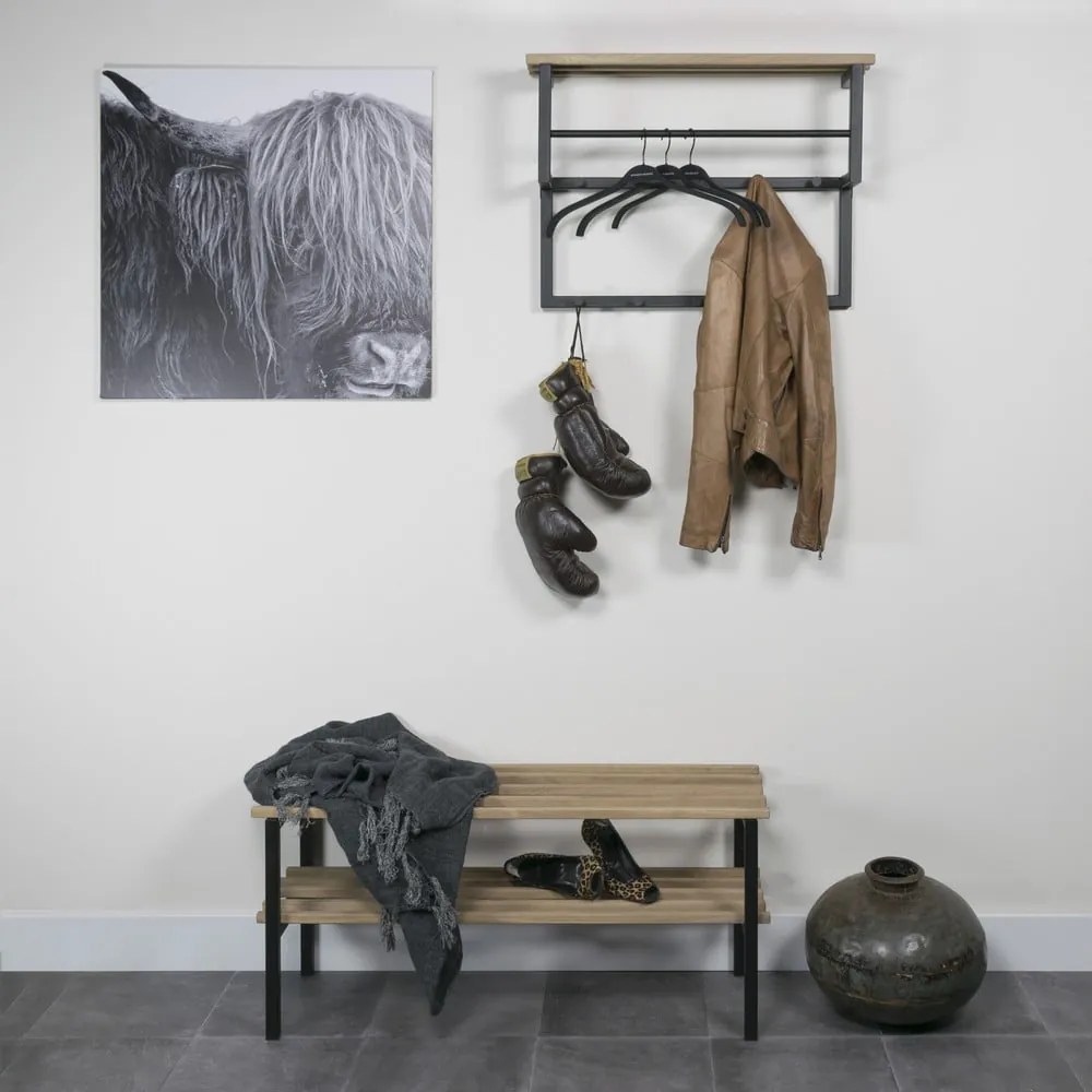 Čierna/v prírodnej farbe kovová skrinka na topánky 100x45x34 cm Rizzoli – Spinder Design