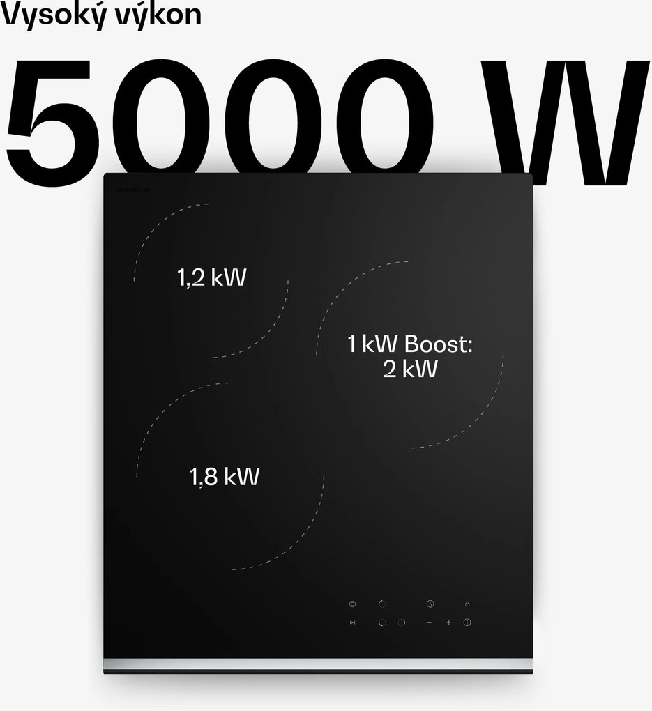 Klarstein Verosteel sklokeramická varná doska | 3 zóny | Minimalistická, Výkonná | 5000 W | 45 cm