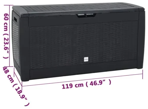 vidaXL Záhradný úložný box antracitový 119x48x60 cm polypropylénový-