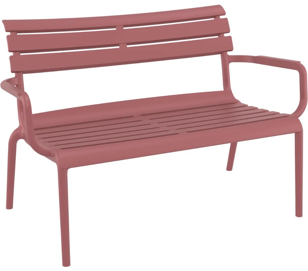 PARIS ZÁHRADNÁ LOUNGE LAVICA S PODRÚČKAMI marsala