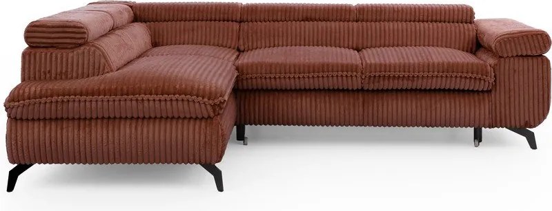 Menčestrová rohová pohovka v terakotovej farbe (ľavý roh/do L) Marbeya – Ropez