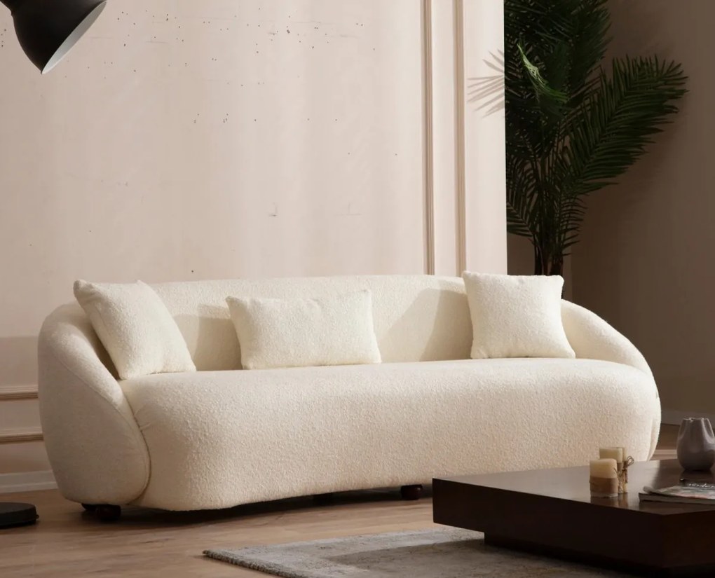 Trojmiestna pohovka Napoli 230 cm boucle krémová