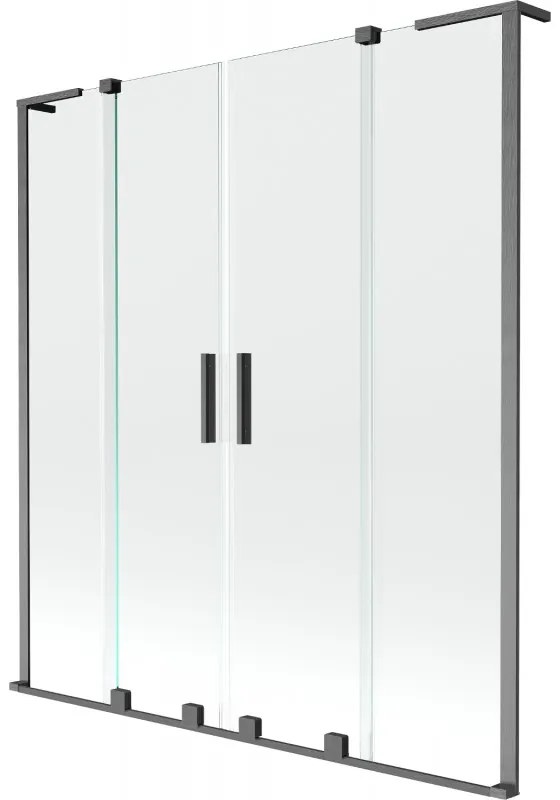 Mexen Velar L Duo, 2-krídlová posuvná vaňová zástena 150 x 150 cm, 8mm číre sklo, brúsený grafit, 896-150-003-02-66