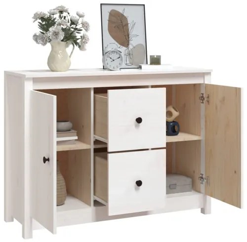 vidaXL Komoda biela 100x35x74 cm borovicový masív-