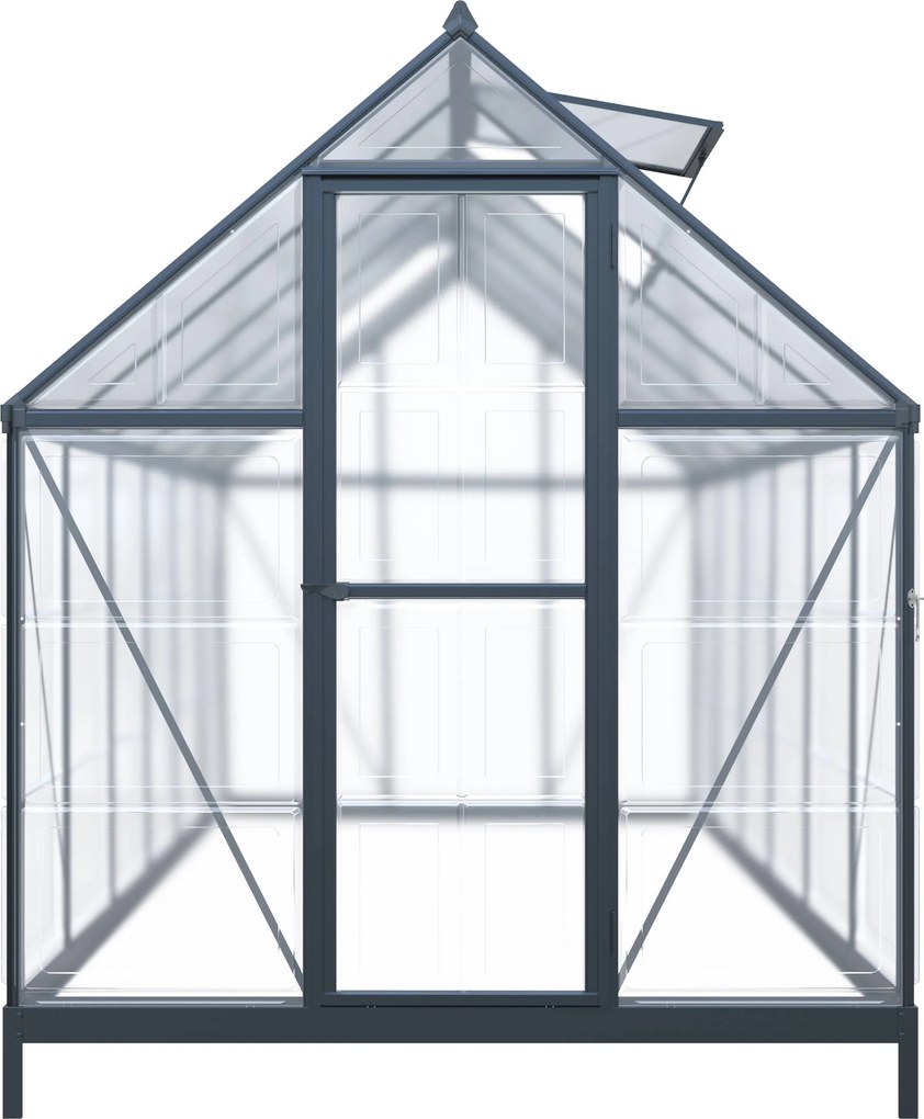 Skleník so základňou BestBerg SH‑6B / 6,6 m² / 364 × 182 × 208 cm / čierna