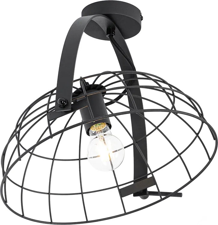 Priemyselné stropné svietidlo čierne 35 cm nastaviteľné - Hanze