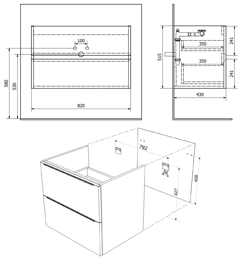 Sapho Sapho, Kúpeľňový set FILENA 85, biela, KSET-060