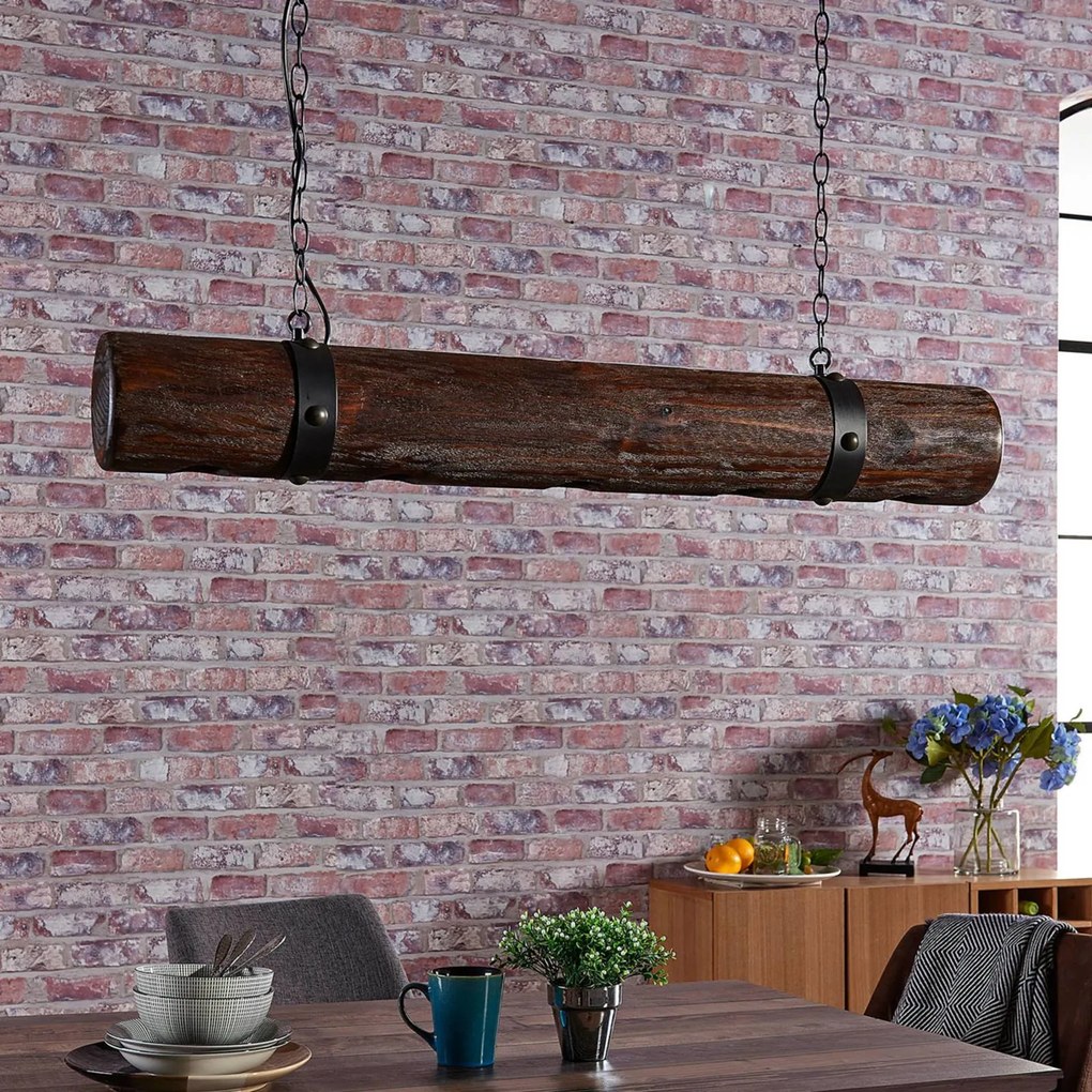 Závesná lampa Legno s tmavým dreveným prvkom