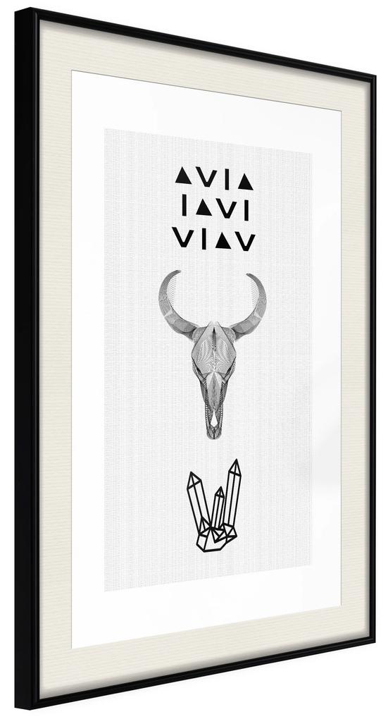 Artgeist Plagát - Animal Skull [Poster] Veľkosť: 20x30, Verzia: Zlatý rám s passe-partout