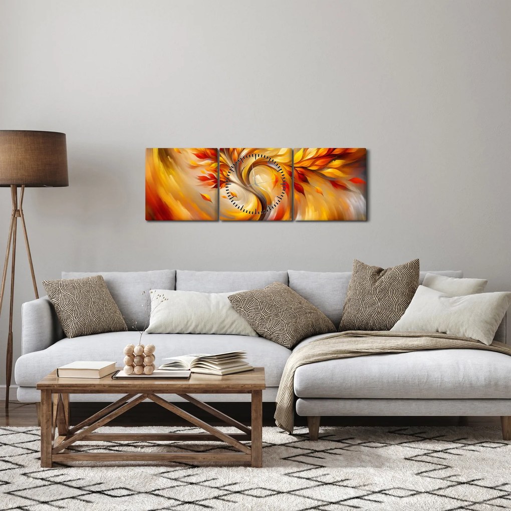 Obraz - Jesenný strom (s hodinami) (90x30 cm)