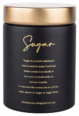 Altom Plechová dóza s vekom Sugar, čierna,