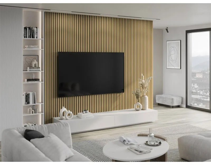 Mexen Lam-F, akustické stenové lamely 275 × 30 cm, plstený podklad 8 mm, technická dyha, bambus prírodný, S105-275307-3015-011