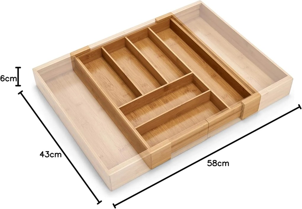 Zeller Present Bambusový príborník, nastaviteľný organizér do zásuvky ZELLER - 35-58 x 43 cm