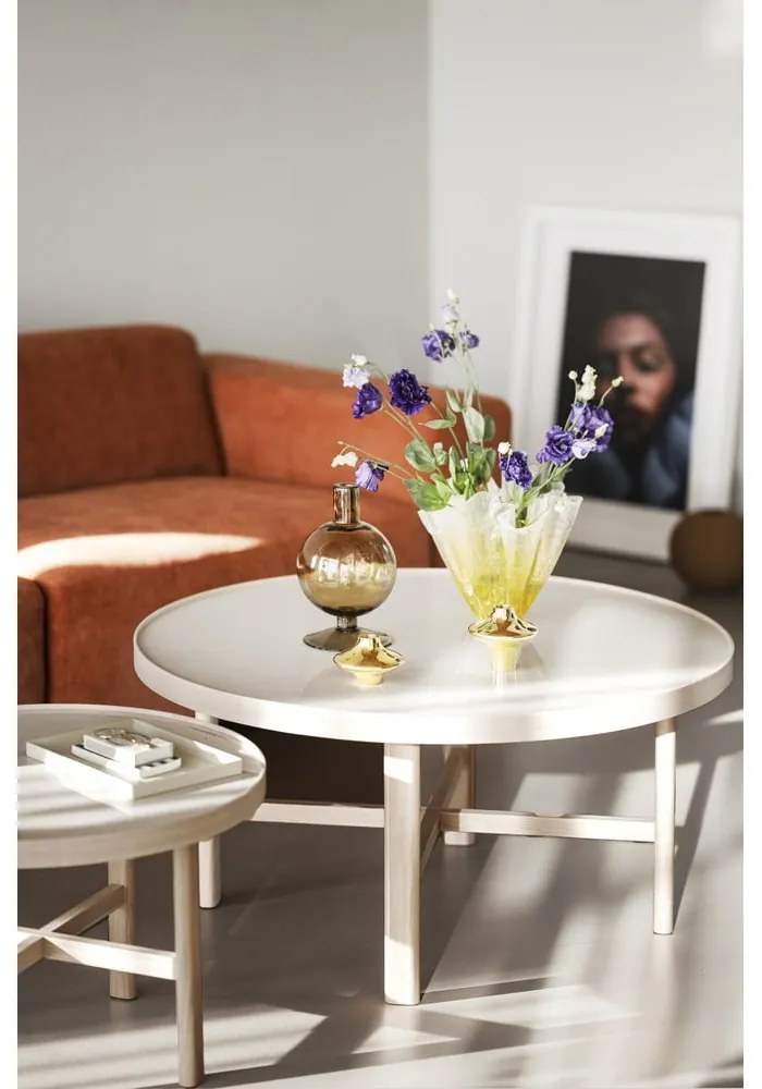 Okrúhly konferenčný stolík s keramickou doskou v prírodnej farbe 90x90 cm Marsden – Rowico