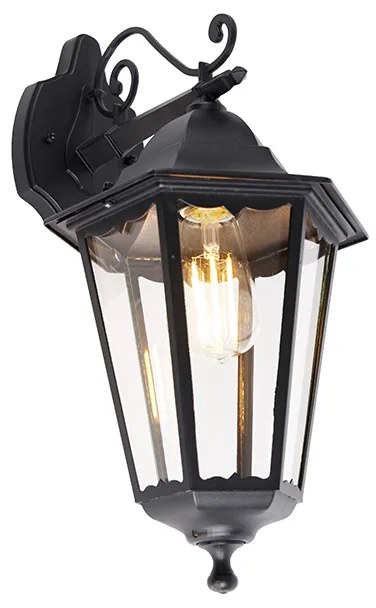 Klasická vonkajšia nástenná lampa čierna IP44 - Havana Down
