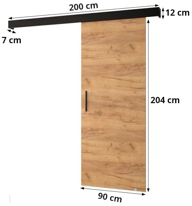 Posuvné dvere 90 cm Sharlene X (dub artisan + dub artisan + čierna). Vlastná spoľahlivá doprava až k Vám domov. 1044008