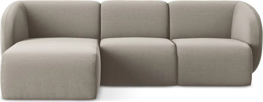 Svetlohnedá zamatová rohová pohovka (ľavý roh/s leňoškou) Lani – Makamii