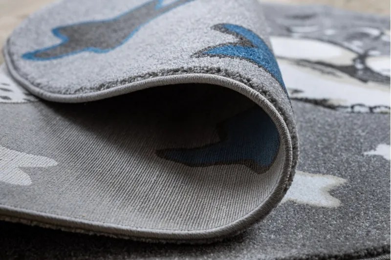 Dywany Łuszczów, Detský kusový koberec Petit Elephant stars grey kruh, 120x120 (priemer) kruh, šedá, detská izba