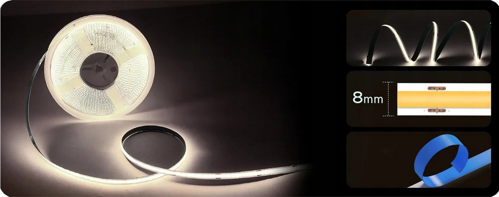 BERGE LED pásik COB Neon 24V - 528D - 15W/m - IP20 - 1650lm - 1m - studená farba