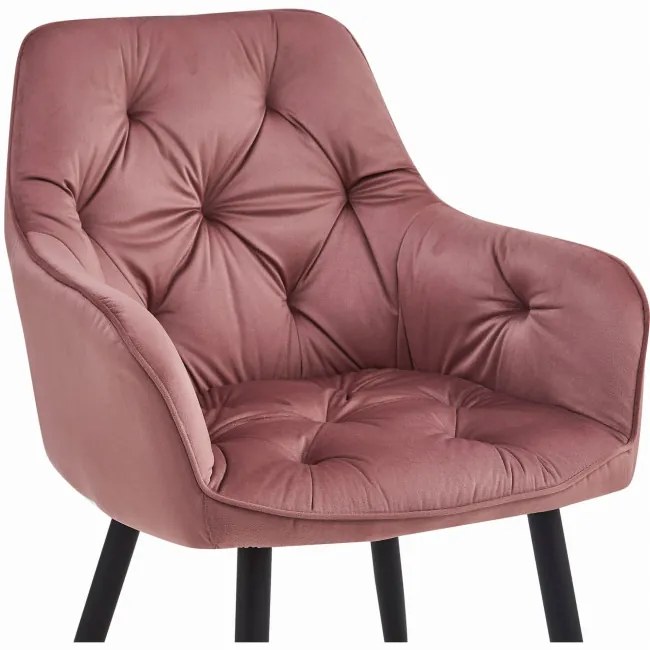 Set dvoch jedálenských stoličiek JORK zamatové, ružové (čierne nohy) 2 ks